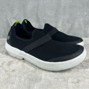 OOFOS OOmg EEZEE (Sz 8) Low Womens Black Slip On Recovery Shoes Comfort